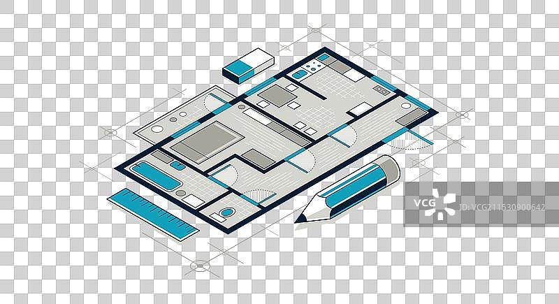 铅笔绘制的平面图图片素材