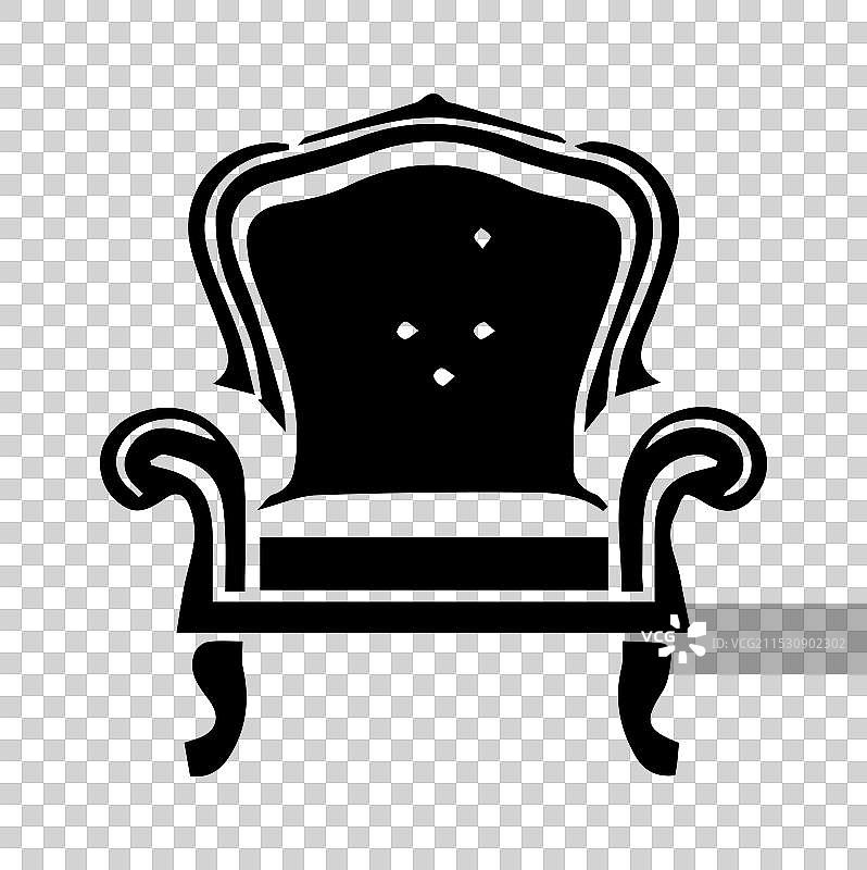 白色背景上的沙发图标轮廓图片素材