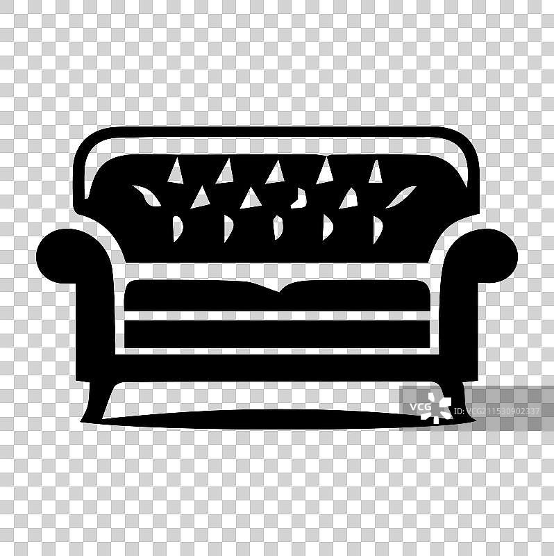 白色背景上的沙发图标轮廓图片素材