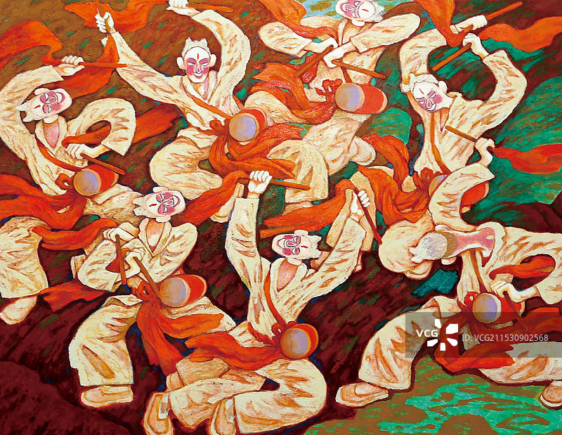 《沸腾的山河》布面丙烯图片素材