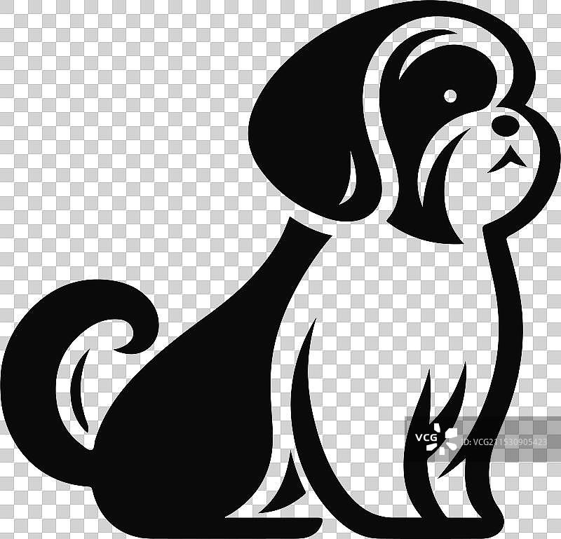 可爱的西施犬剪影设计图片素材