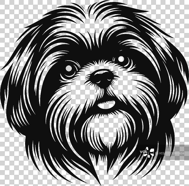 可爱的西施犬剪影设计图片素材