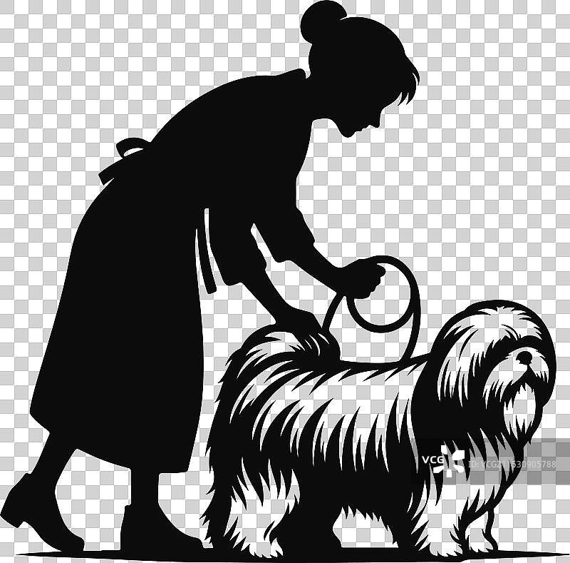 可爱的西施犬剪影设计图片素材