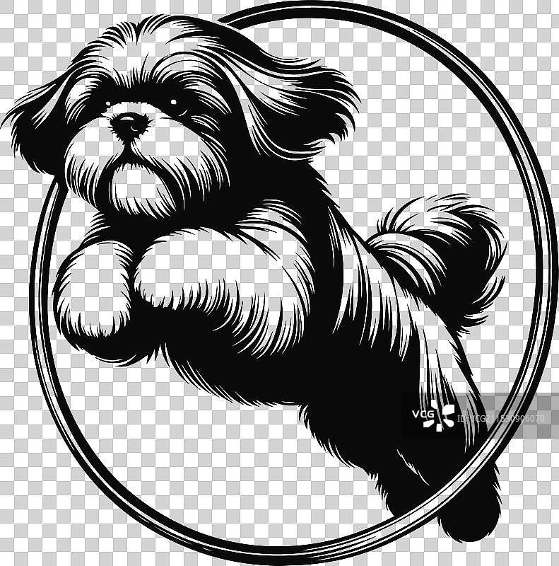 可爱的西施犬剪影设计图片素材