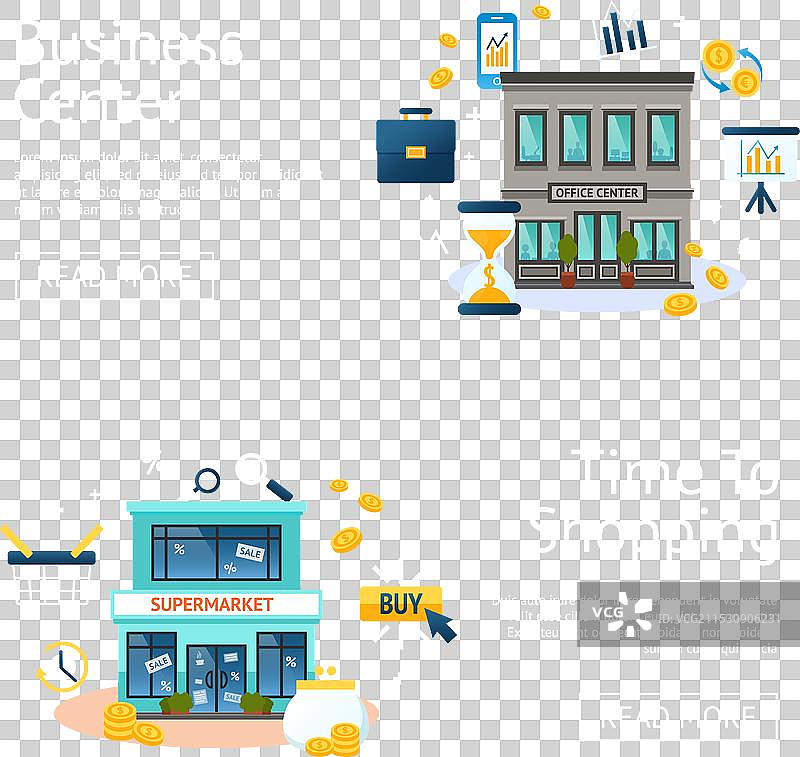 办公室和商店横幅套装图片素材