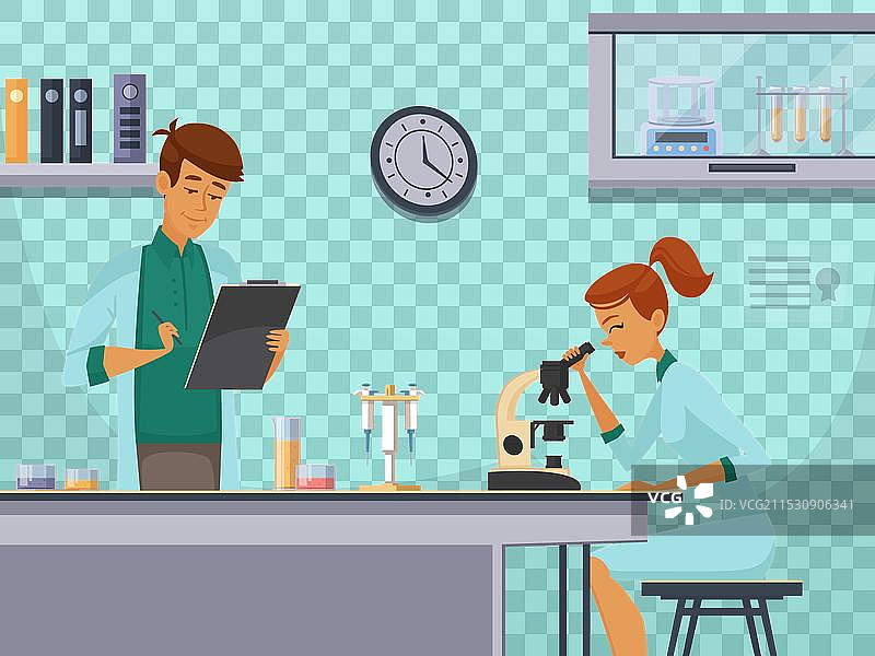 年轻科学家在实验室的组合海报图片素材