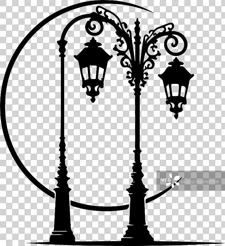 复古街灯剪影旧街灯图片素材