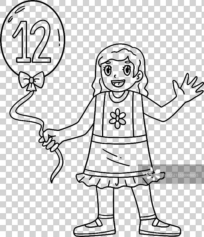 持气球的巴特米茨瓦女孩，12岁，孤立背景图片素材