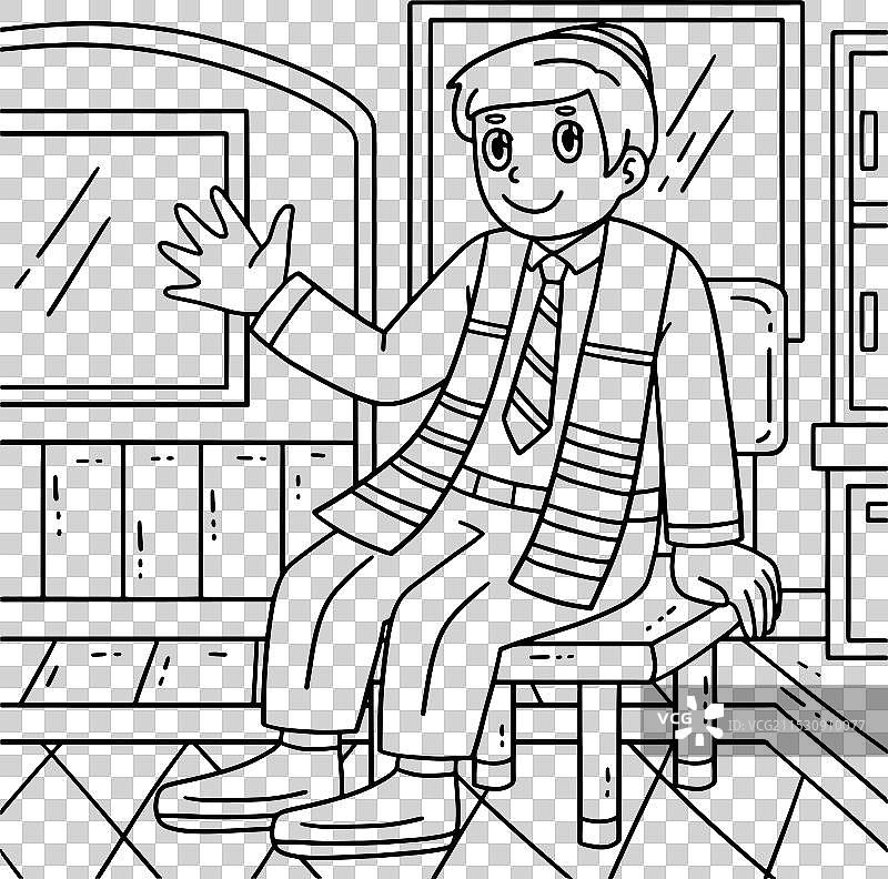 巴尔米茨瓦男孩等待仪式的涂色画图片素材