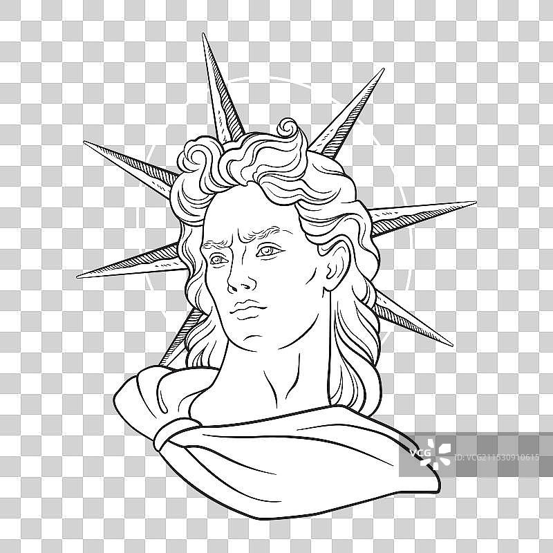 手绘古典风格的希腊和罗马神祇图片素材