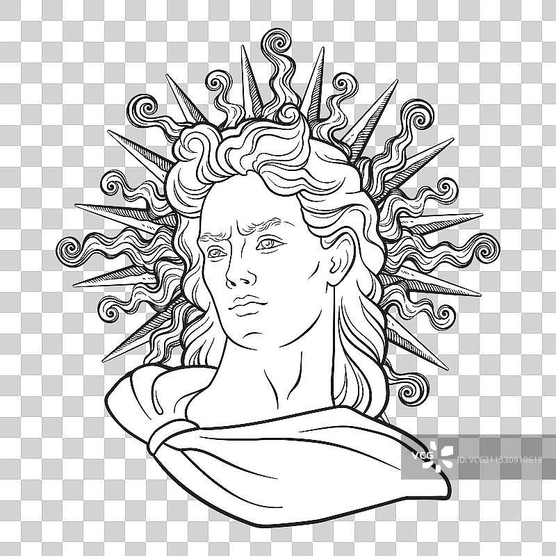 手绘古典风格的希腊和罗马神祇图片素材