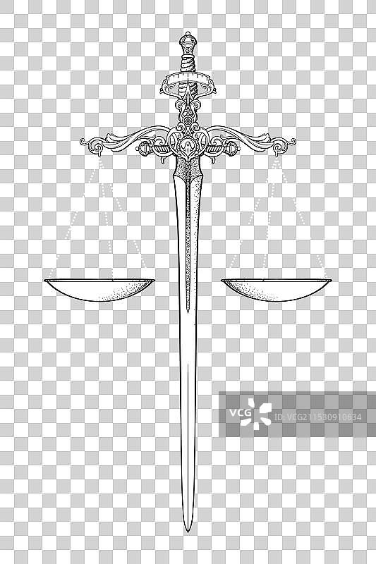 古董华丽的天平和正义之剑图片素材