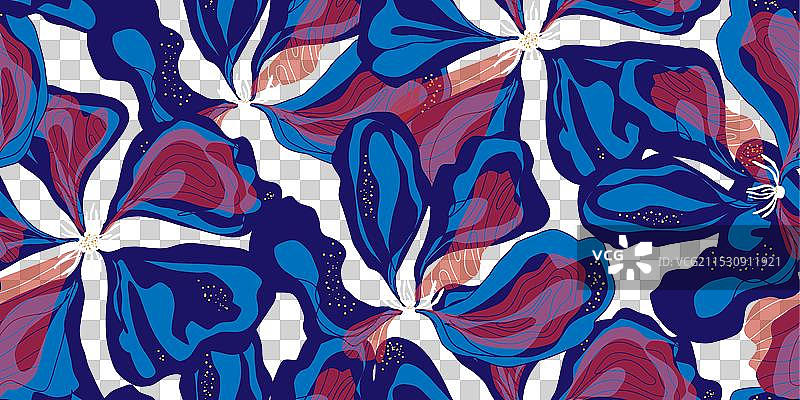 抽象幻想花卉杂色装饰亚洲风格图片素材