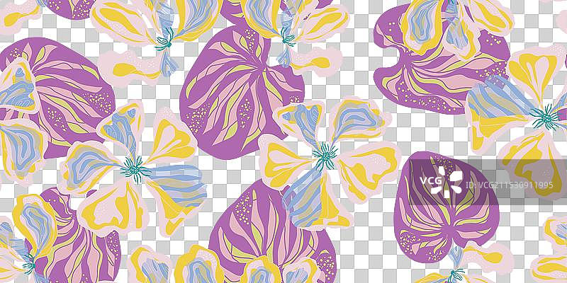 美丽的金莲花装饰风格盛开图片素材