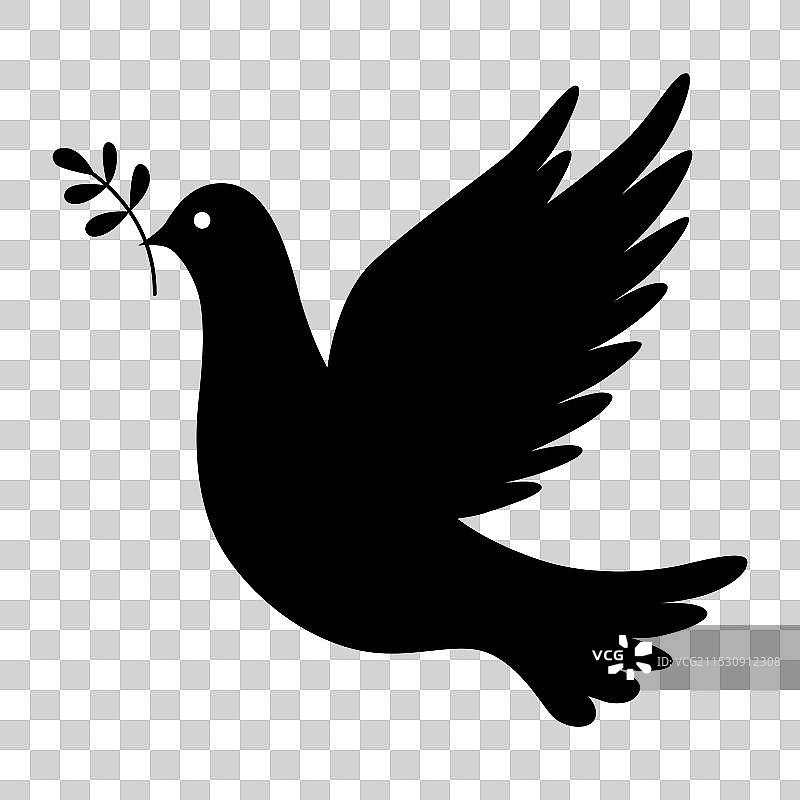 鸽子剪影图标，黑色鸽子形状图片素材