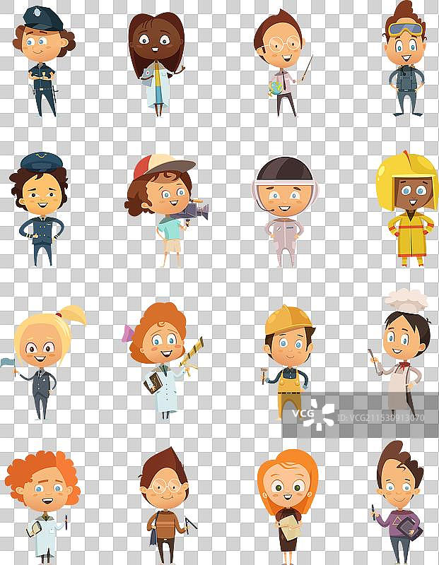 可爱卡通职业人物图标图片素材