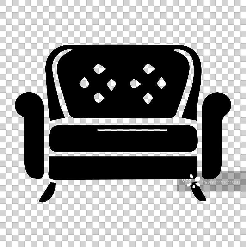 白色背景上的沙发图标轮廓图片素材