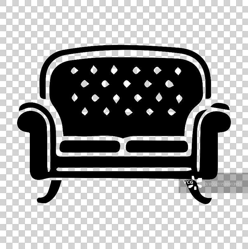 白色背景上的沙发图标轮廓图片素材