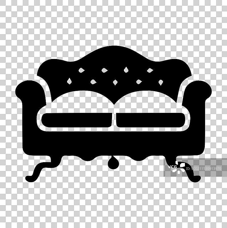 白色背景上的沙发图标轮廓图片素材