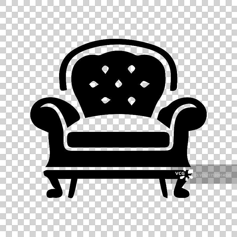 白色背景上的沙发图标轮廓图片素材