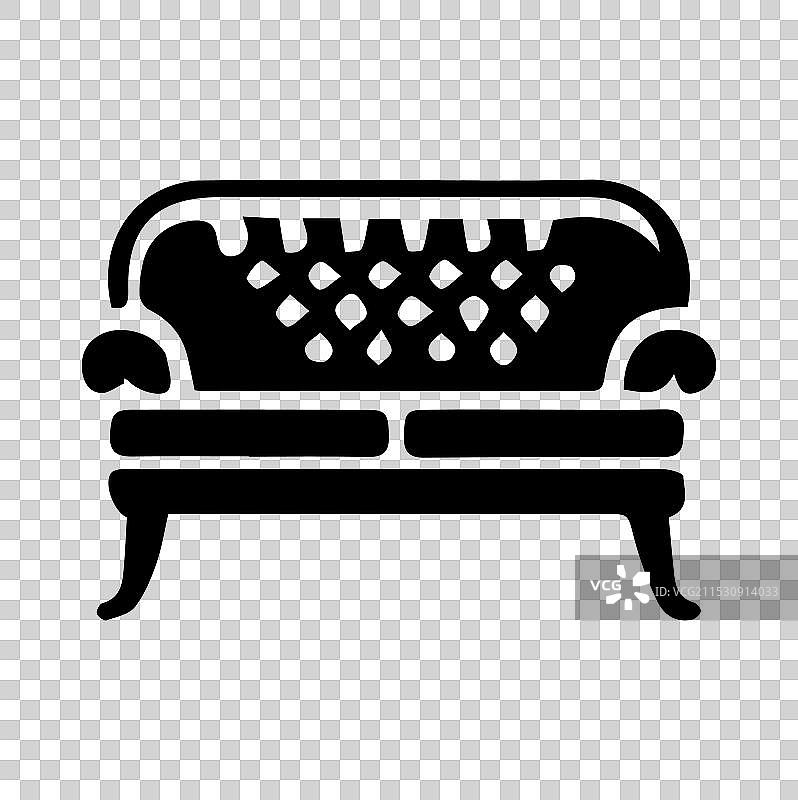 白色背景上的沙发图标轮廓图片素材