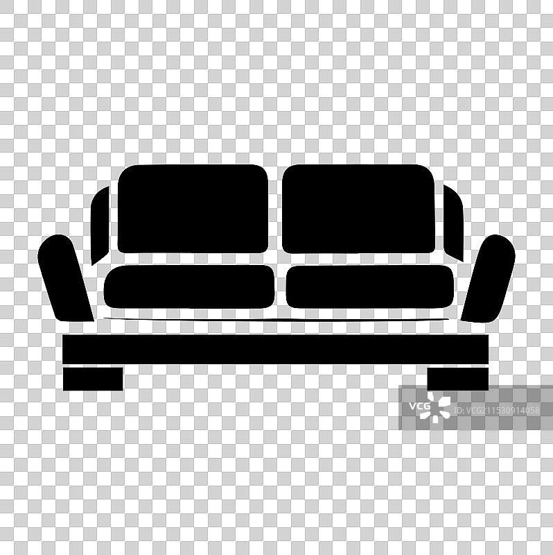 白色背景上的沙发图标轮廓图片素材