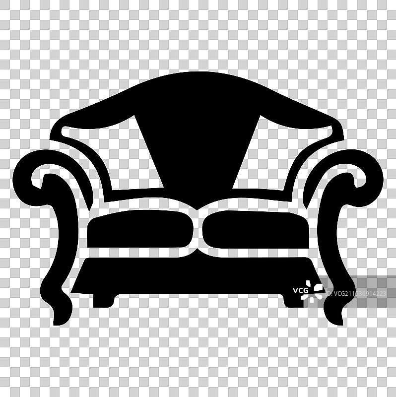 白色背景上的沙发图标轮廓图片素材