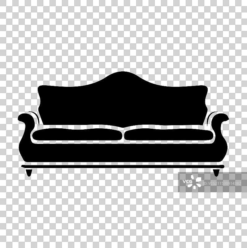 白色背景上的沙发图标轮廓图片素材