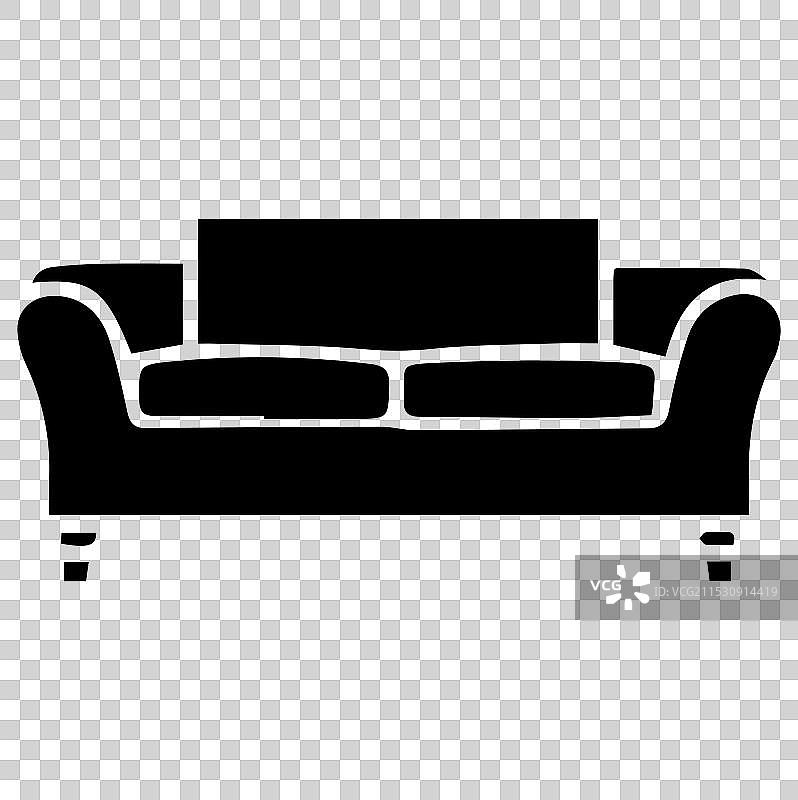 白色背景上的沙发图标轮廓图片素材
