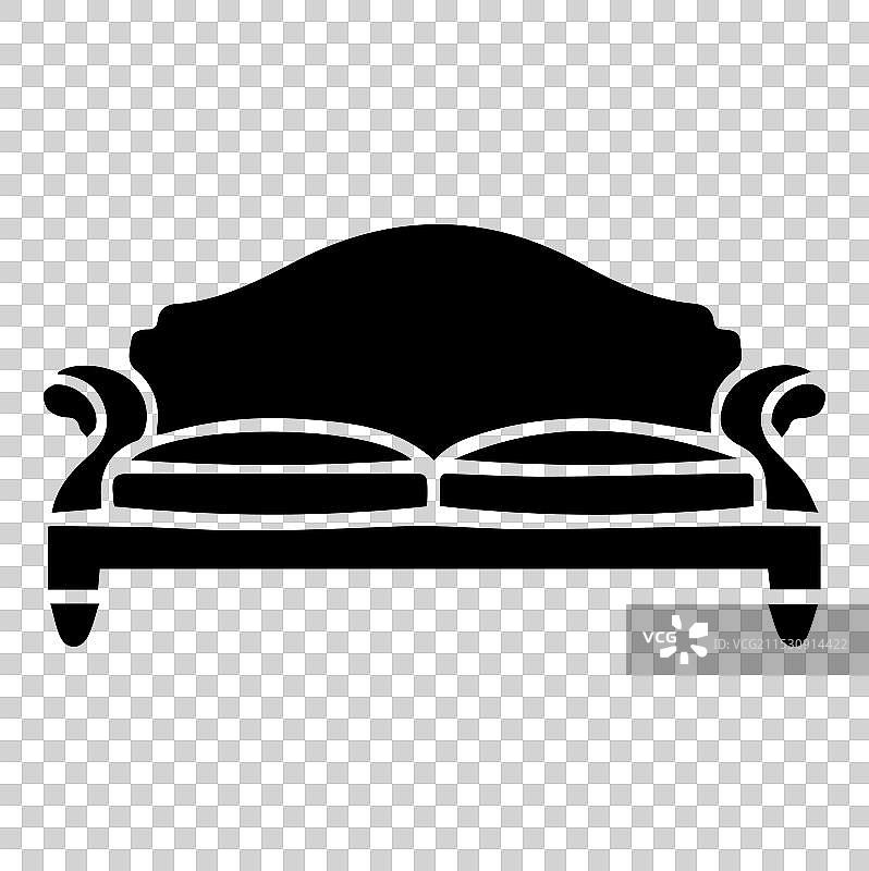 白色背景上的沙发图标轮廓图片素材