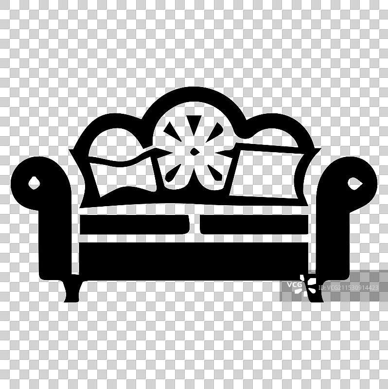 白色背景上的沙发图标轮廓图片素材