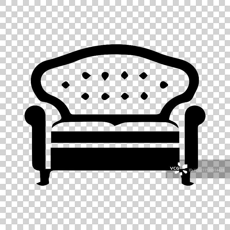 白色背景上的沙发图标轮廓图片素材