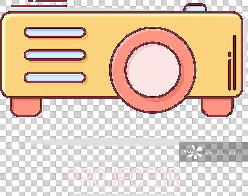 漫画风格的电影院中视频投影仪标志图标图片素材