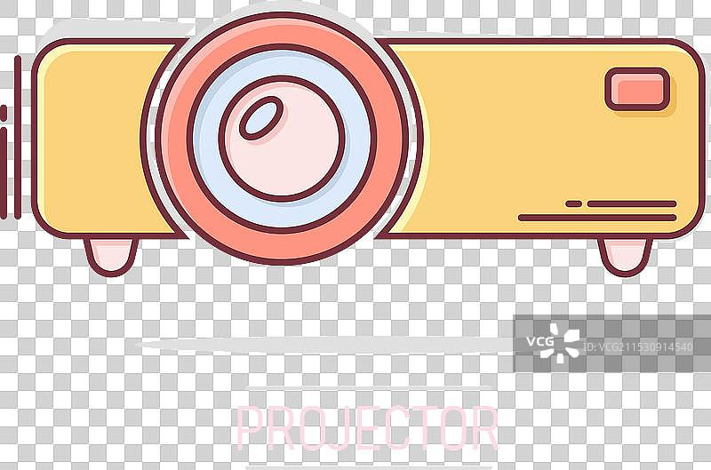 漫画风格的电影院中视频投影仪标志图标图片素材