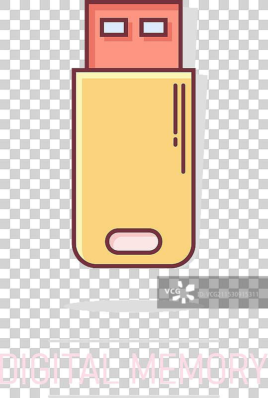 漫画风格的USB闪存驱动器图标图片素材