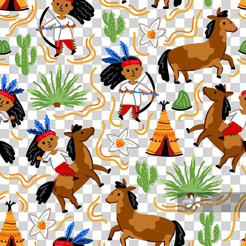 明亮的儿童无缝图案与图片素材