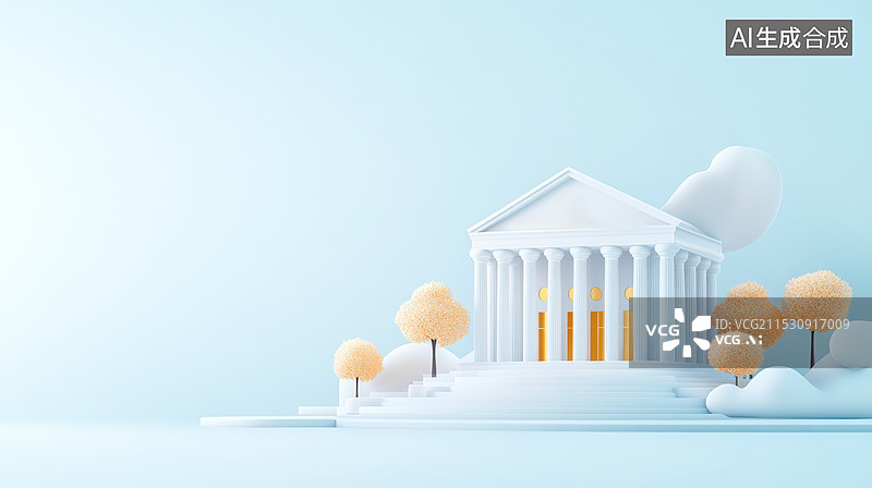 【AI数字艺术】白金古典柱式建筑图片素材