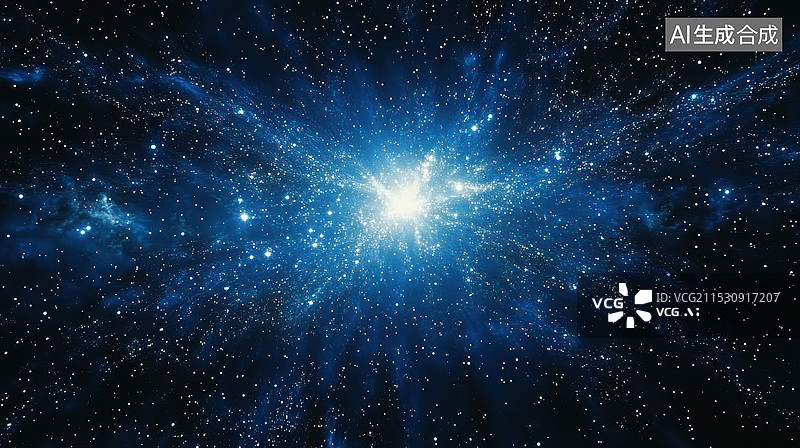【AI数字艺术】蓝色宇宙中的星空与星云图片素材