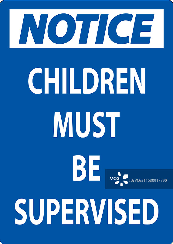 游泳池安全标志通知：儿童必须在成人陪同下使用图片素材