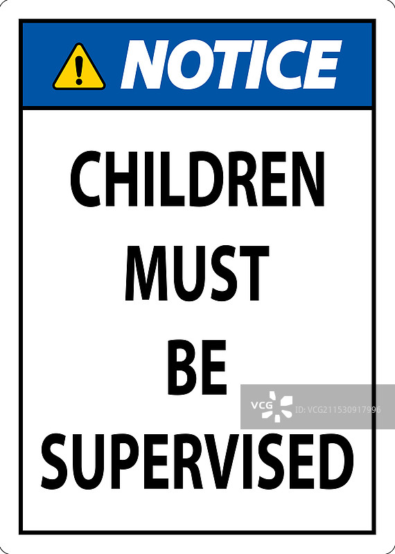 游泳池安全标志 通知：儿童必须在成人陪同下使用图片素材