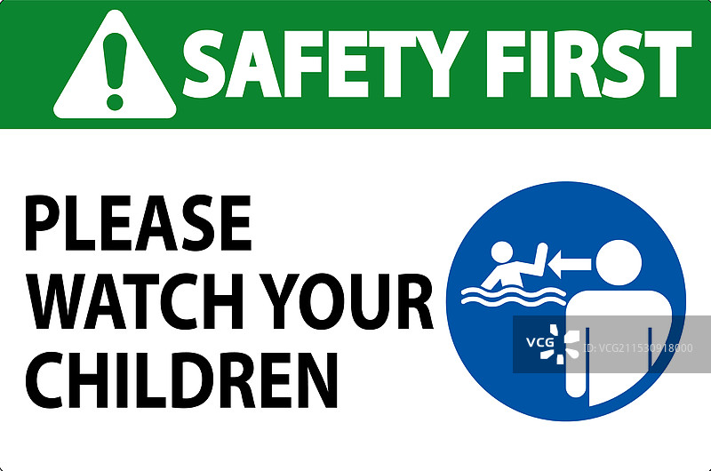 游泳池安全第一标志，注意看护您的孩子图片素材