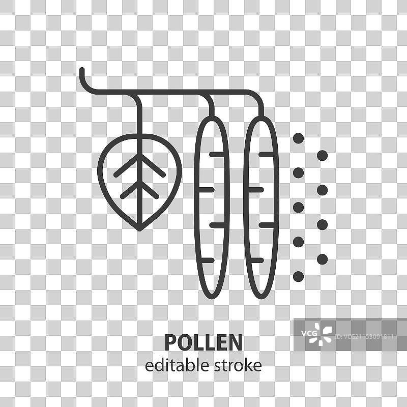 花粉线条图标与桤木枝条图片素材