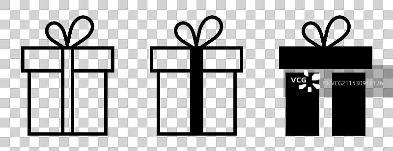 礼品盒图标集，带有蝴蝶结图片素材