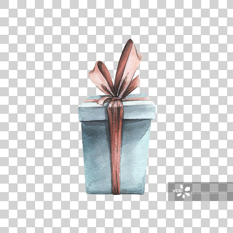 蓝色和珊瑚色的礼品盒，带有蝴蝶结和丝带图片素材