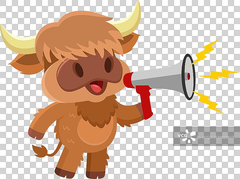 可爱的高地牛农民卡通角色图片素材