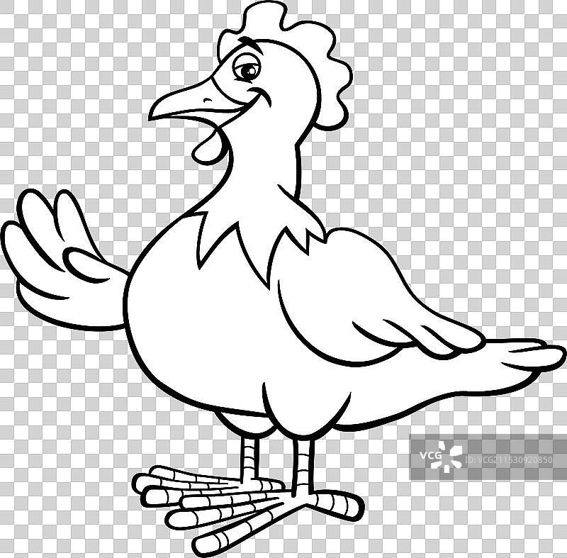 小鸡农场动物角色卡通涂色页图片素材