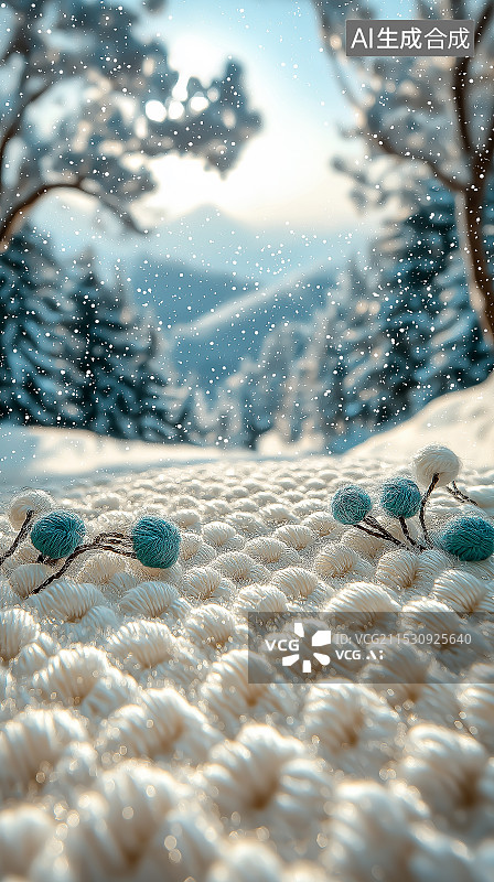 【AI数字艺术】毛线编织质感的冬日背景，温暖舒适，满是温馨氛围，尽显冬日美好。图片素材