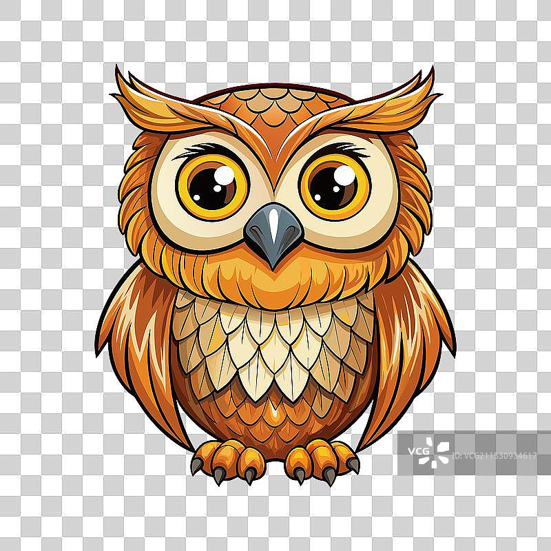 一只猫头鹰在棕色背景上图片素材