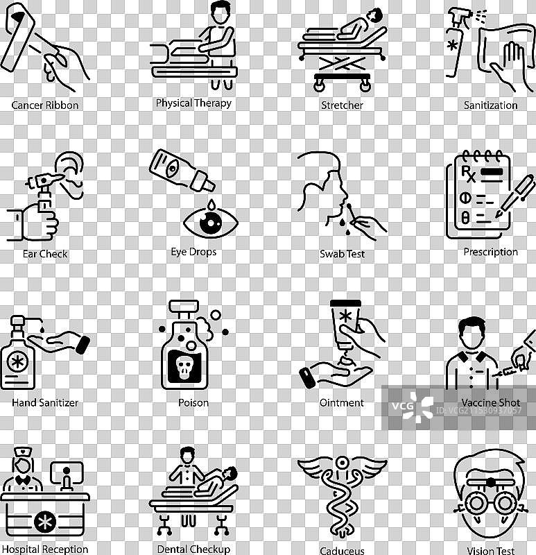 医院线条风格图标集图片素材