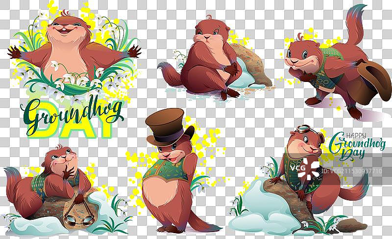 土拨鼠日贺卡的场景图片素材